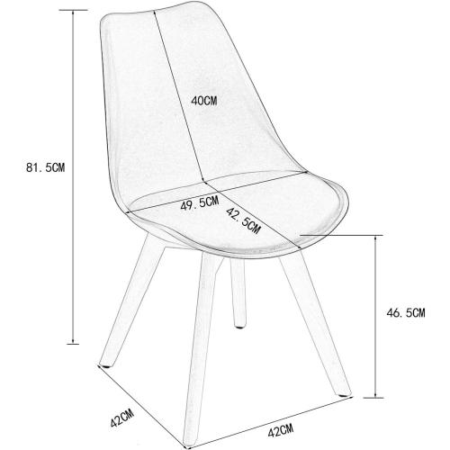 Présentation de Chaises de Cuisine Bois Rembourrées, Lot de 6, Gris Retro en situation