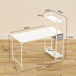 Table Bureau Réversible 124CM, Étagère, Tiroir, Rangement en situation