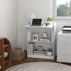 Bureau HOMCOM, Table de Travail, Plateau Rabattable, Blanc en situation