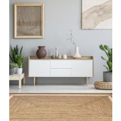 Tapis Jute Alhambra Naturel, Bord Blanc, Fait Main en situation