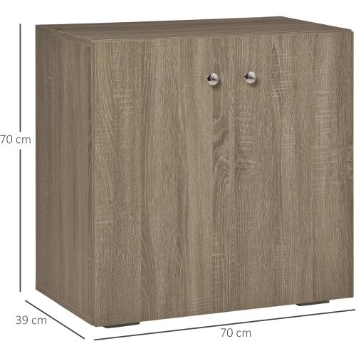 Présentation de Zoom sur Buffet Commode Rangement Bois Chêne Clair, 2 Portes