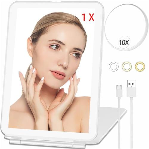 Présentation de Miroir maquillage FOME, lumineux, rechargeable, portable, LED en situation