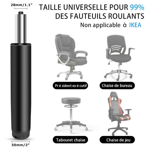 Présentation de Zoom sur Vérin à gaz Baasha, Amortisseur noir, Chaise de bureau