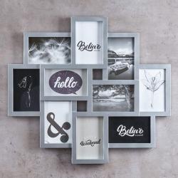 Cadre photo collage argent, 10 photos 10x15 cm en situation