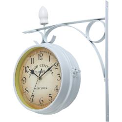 Horloge Murale Vintage Double Face Fer Blanc, Pendule Gare en situation