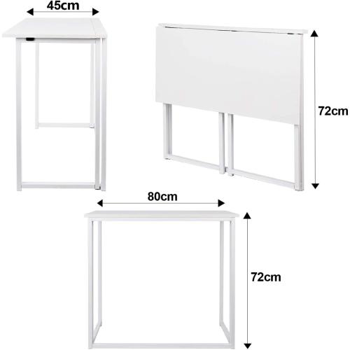 Présentation de Zoom sur Bureau Pliable Leader Accessories, Table Portable Bois, Blanc