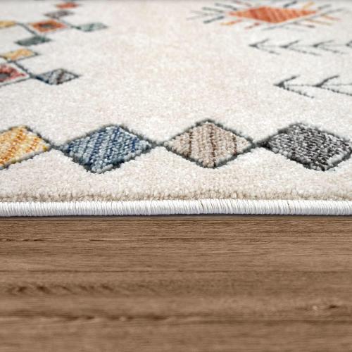 Présentation de Zoom sur Tapis Poils Ras Design Ethnique 3D Beige TT Home