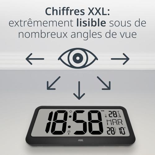 Présentation de Zoom sur Horloge Murale Géante ADE, Chiffres XXL, Radiopilotée