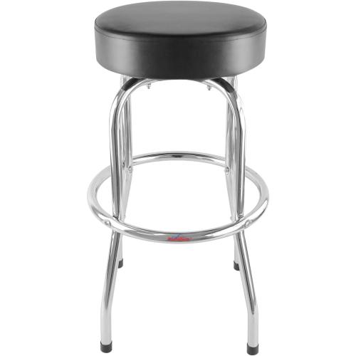 Présentation de Présentation Tabouret bar pivotant cuir noir, cadre chrome, Ruedamann