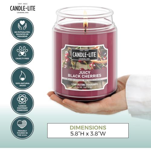 Présentation de Zoom sur Bougie en pot CANDLE-LITE, cerises noires, terrasse