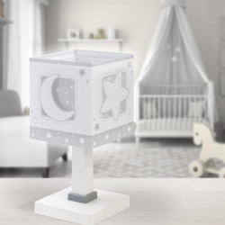 Dalber Lampe Chevet Enfant Lune Étoiles Gris en situation