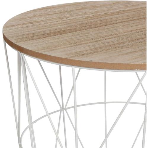 Présentation de Zoom sur Table café métal blanc, design moderne, Atmosphera