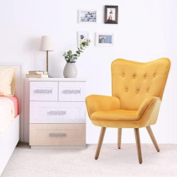 Fauteuil Relax Velours Jaune, Repose-Pied et Accoudoirs en situation