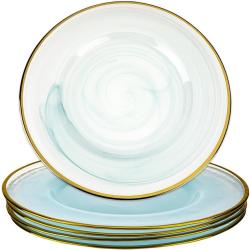 Présentation Assiettes en verre bleu clair, lot de 4 pièces