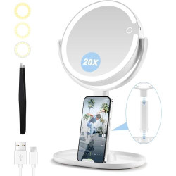 Présentation Miroir grossissant MIYADIVA x20 rechargeable, lumière réglable