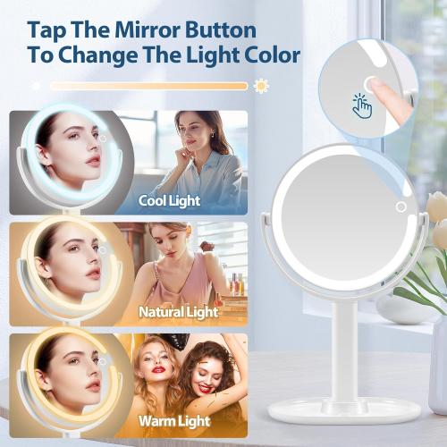 Présentation de Miroir grossissant MIYADIVA x20 rechargeable, lumière réglable en situation