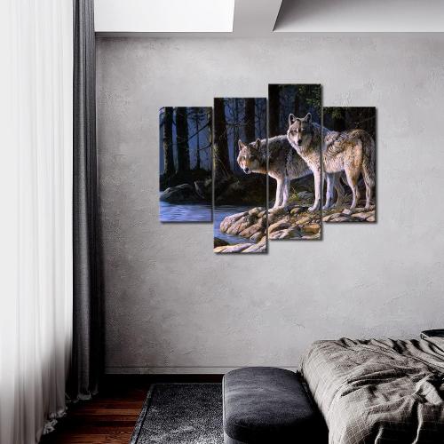 Présentation de Zoom sur Peinture Murale Loup, First Wall Art, Décoration Moderne