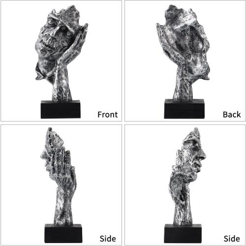 Présentation de Statues Penseur Moligou, See Hear Speak No Evil, Argent en situation