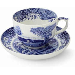 Présentation Tasse Soucoupe Géantes Bleues Spode, Design Italien