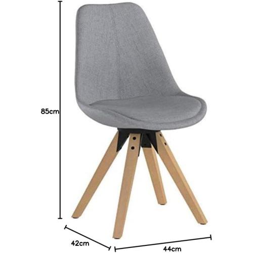 Présentation de Zoom sur Chaise Scandinave DAVIA, Gris Clair, Tissu PU, Pieds Bois