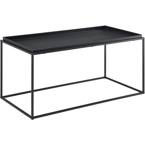 Présentation de Zoom sur Table Basse Métal Noir Mat, Plateau Large Anti Éraflures