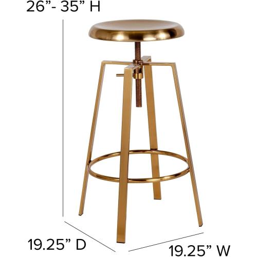 Présentation de Zoom sur Tabourets Bar Pivotants Plastique, Métal Doré, Lot 2