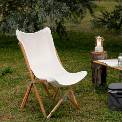 Chaise Pliante Papillon Navaris, Bois, Toile Lavable en situation