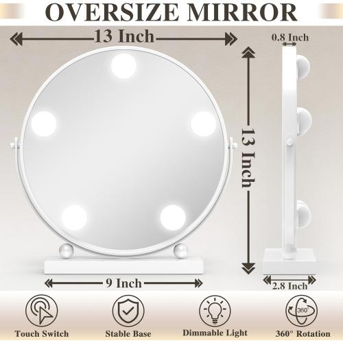 Présentation de Zoom sur Miroir de courtoisie Blanc ROLOVE 30,5 cm, Design élégant