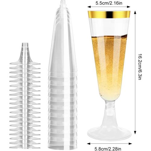 Présentation de Zoom sur Verres flûte champagne plastique transparents, 20 pièces, réutilisables