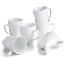 Présentation WishDeco 6 Tasses en Céramique Blanches, Mugs Grandes