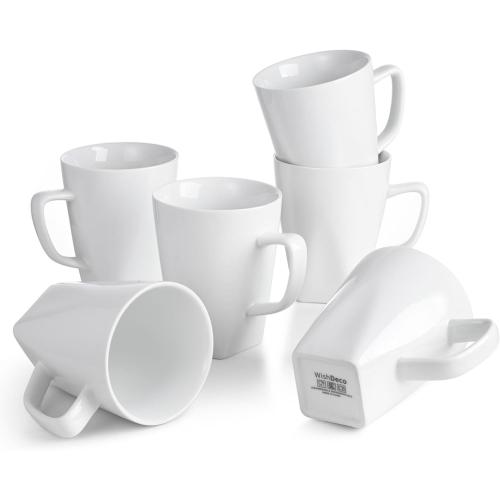 Présentation de Présentation WishDeco 6 Tasses en Céramique Blanches, Mugs Grandes