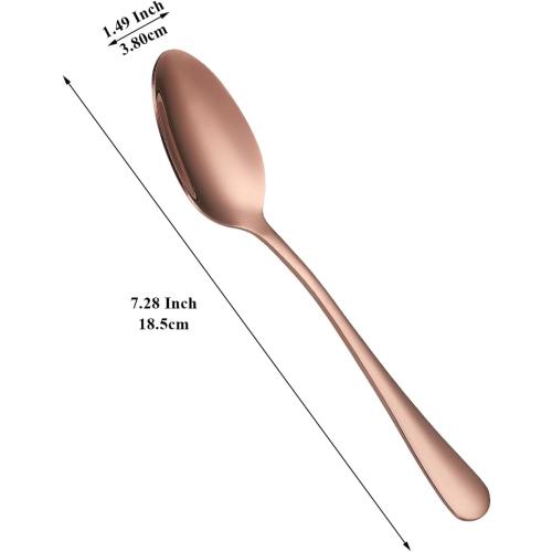 Présentation de Cuillères à Soupe Or Rose, 12 Pièces Acier Inoxydable en situation