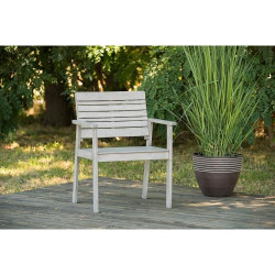 Chaise Jardin Maui Greemotion Bois Acacia Massif Gris en situation