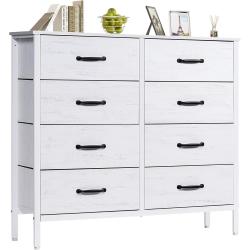 Présentation Commode Tissu 6 Tiroirs Blanc, Rangement Chambre, Bureau