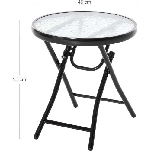 Présentation de Zoom sur Table Basse Ronde Bistro Jardin Pliable Noir, Outsunny