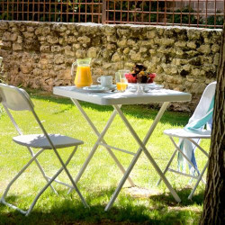 Gardiun Set Jardin Pliable Table Chaises Bonaire Blanc en situation