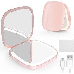 Présentation Miroir Maquillage Portable, Lumieres, Grossissement, USB