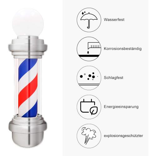 Présentation de Zoom sur Barberpub Barberstab L018 classique, blanc, bleu, rouge, pole LED