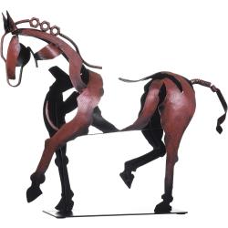 Présentation Statue cheval métal, décoration rustique, cadeau bordeaux