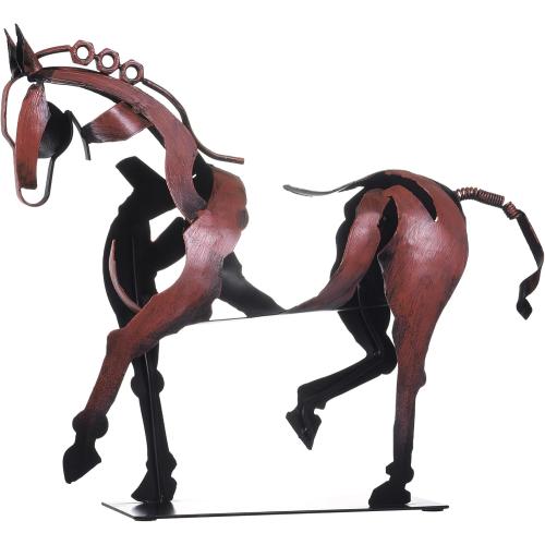 Présentation de Présentation Statue cheval métal, décoration rustique, cadeau bordeaux