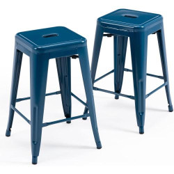 Présentation Tabourets de bar métal empilables Vogue Furniture Direct, bleu foncé