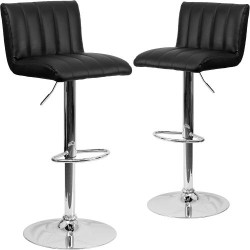 Présentation Tabourets de Bar Flash Furniture, Vinyle Noir, Lot de 2