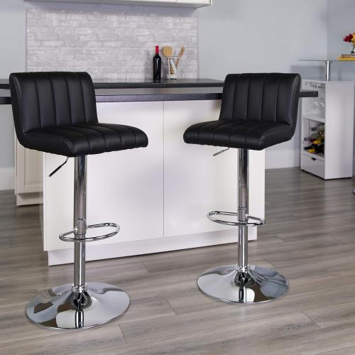 Présentation de Tabourets de Bar Flash Furniture, Vinyle Noir, Lot de 2 en situation