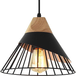 Présentation Suspension Luminaire Vintage en Bois et Métal pour Cuisine