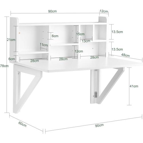 Présentation de Zoom sur Bureau Table Murale Rabattable Armoire Intégrée Blanc