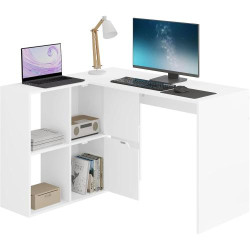 Bureau d'angle eSituro, Blanc, Rangement intégré, Informatique en situation