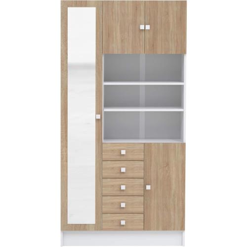 Présentation de Zoom sur Armoire Symbiosis Temahome Blanc, Chêne Naturel