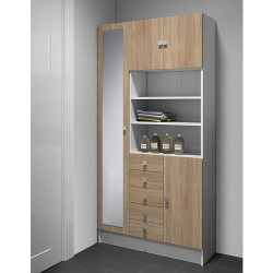 Présentation Armoire Symbiosis Temahome Blanc, Chêne Naturel