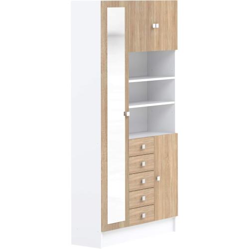 Présentation de Armoire Symbiosis Temahome Blanc, Chêne Naturel en situation