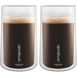 Présentation Verres double paroi amapodo, 2 pièces, café, latte, isothermes